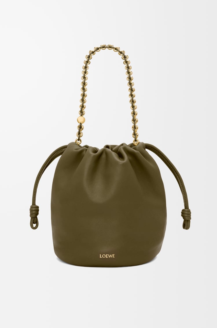 LOEWE Bolso Flamenco Purse Bucket en piel napa de cordero Verde Caqui Oscuro