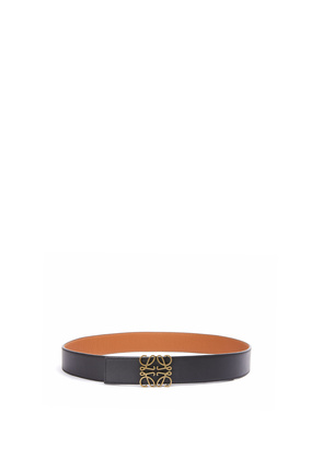 LOEWE Anagram belt in soft grained calfskin and smooth calfskin Tan/Black/Old Gold plp_rd
