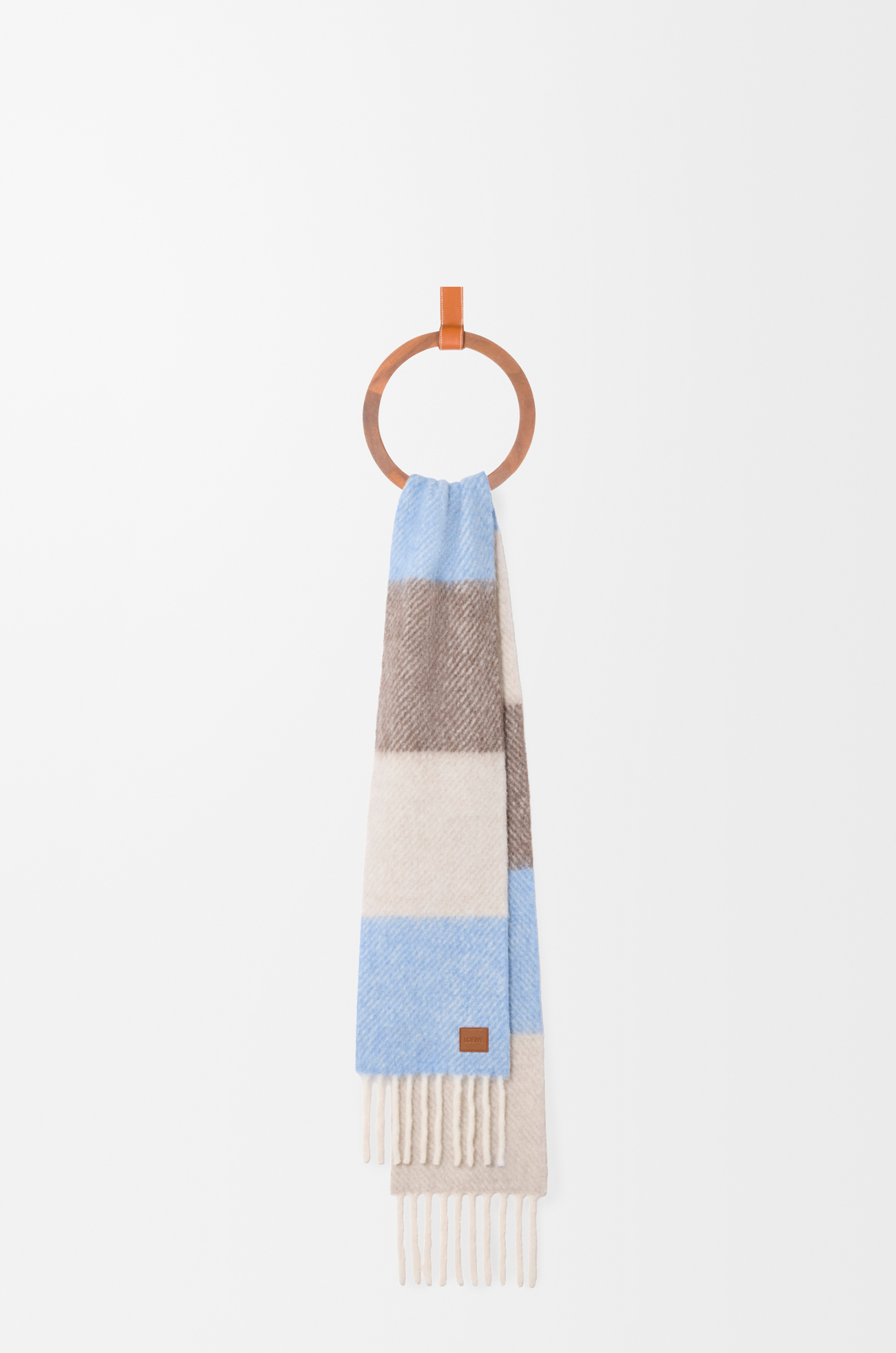 LOEWE Scarf in alpaca and wool blend Light Blue/Sandstone/Brown