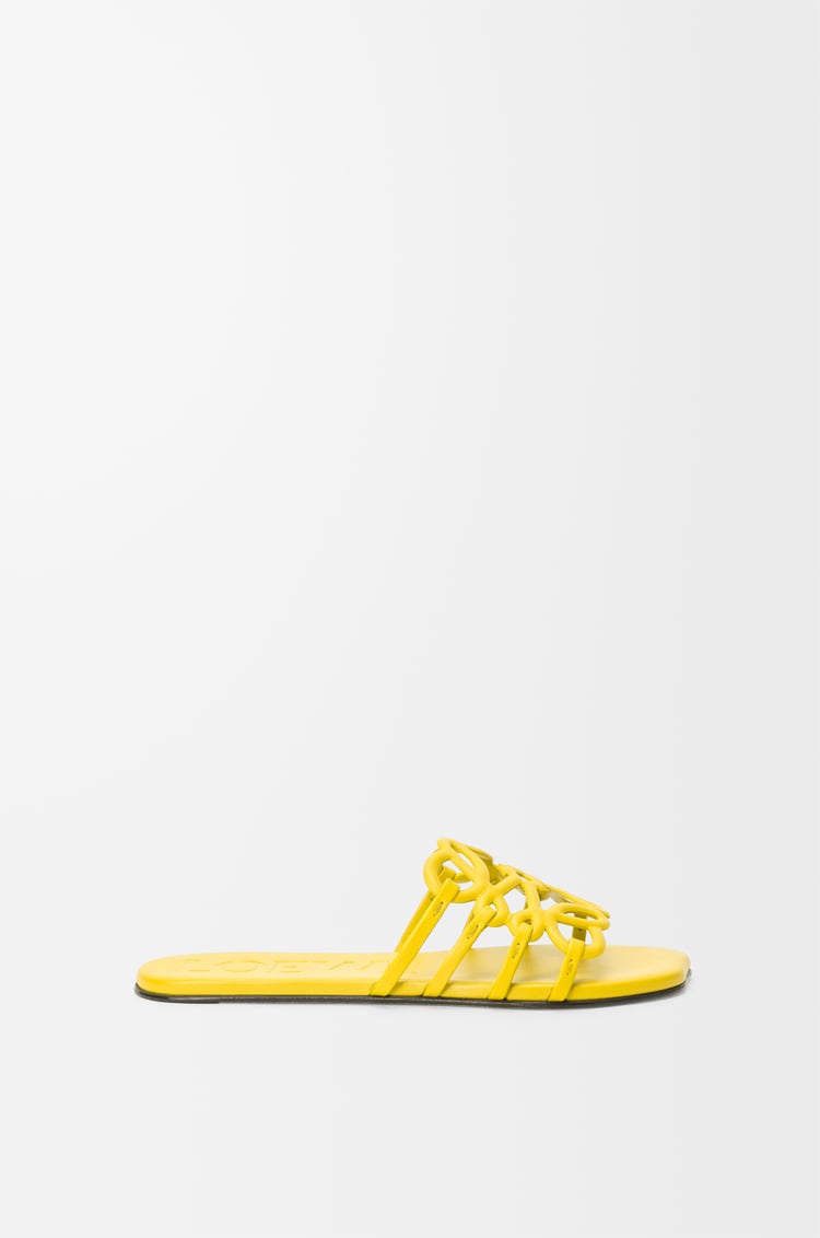 LOEWE Petal Anagram slide in soft calfskin Yellow