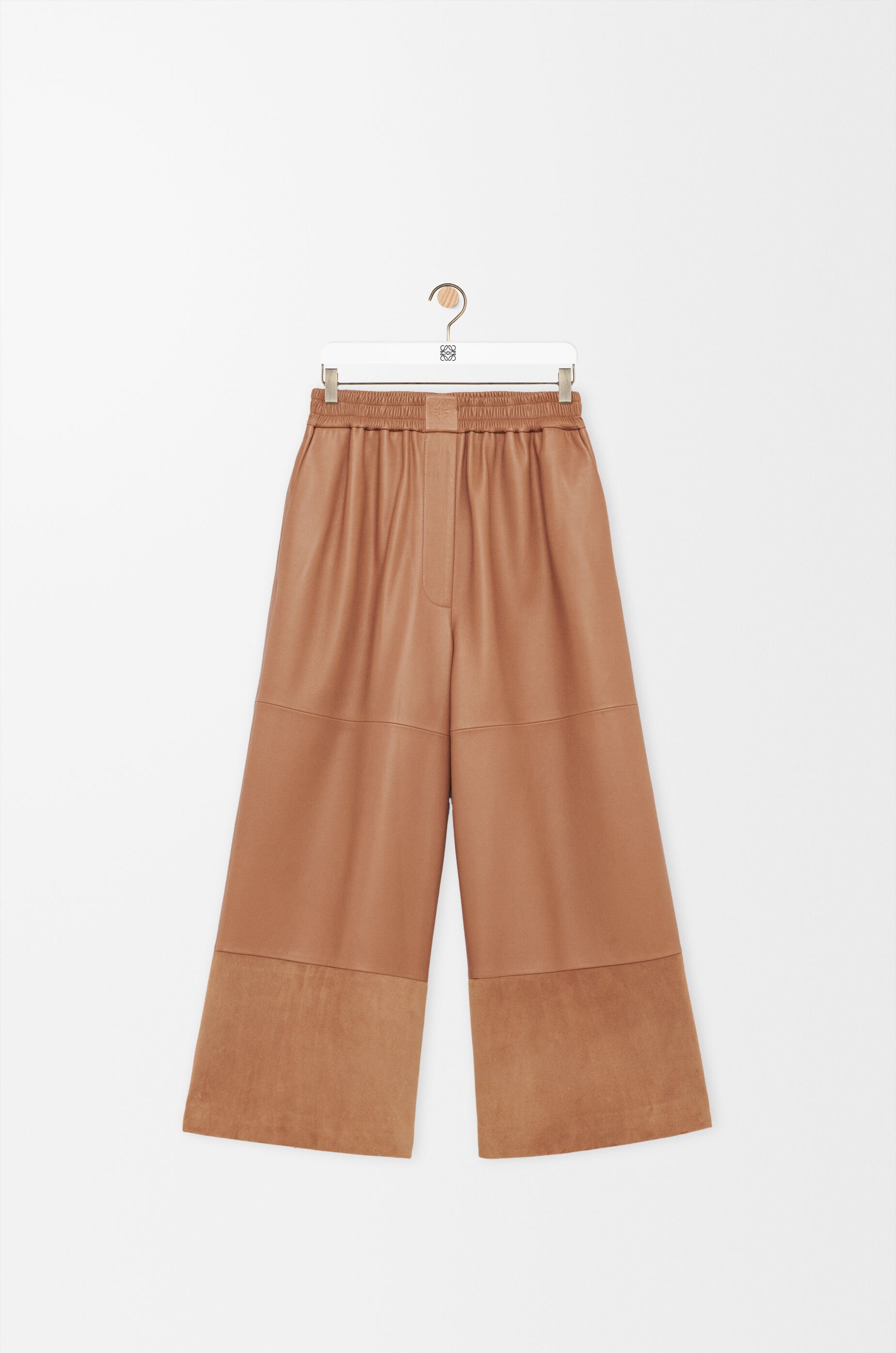 Cropped trousers in nappa lambskin and suede goatskin Brown - LOEWE