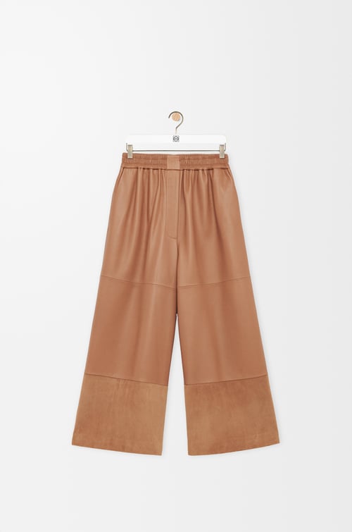 LOEWE クロップド トラウザーズ（サテンナパラム&スエードゴート） トフィー