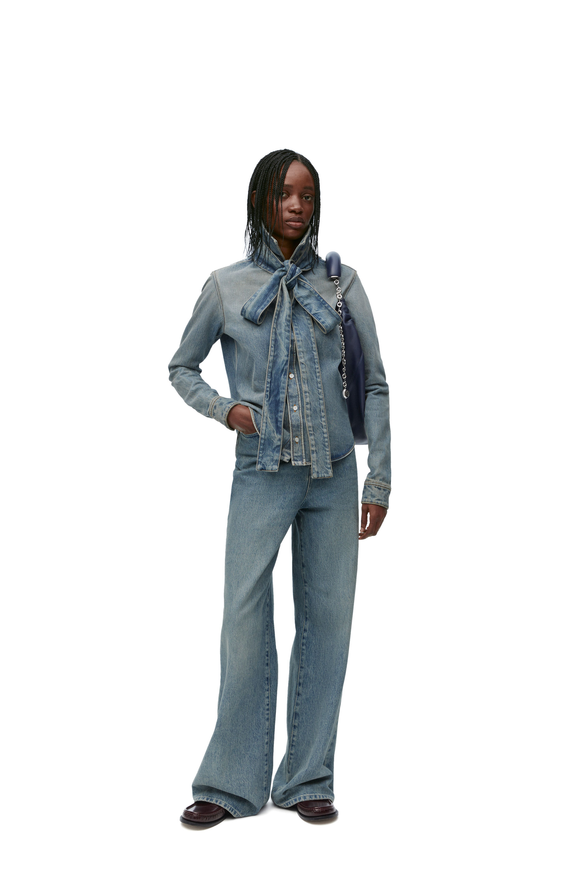 Camicia con fiocco in denim Denim Lavato LOEWE