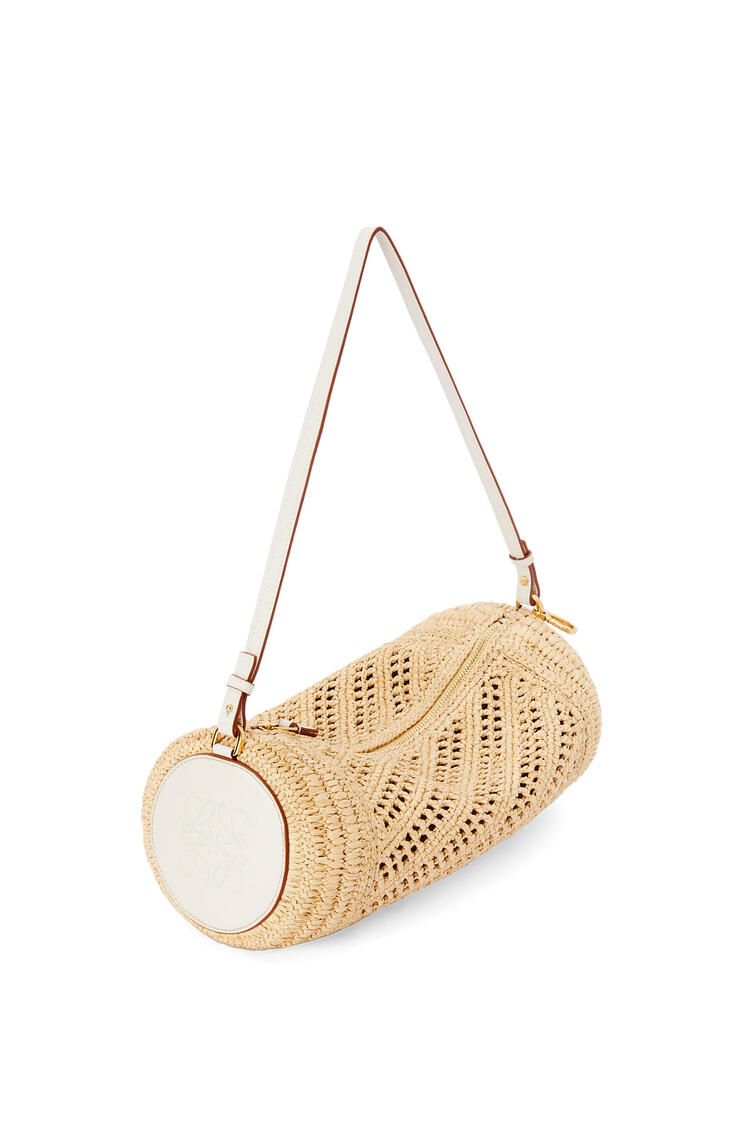 LOEWE Bracelet pouch in raffia and calfskin Natural/Soft White pdp_rd