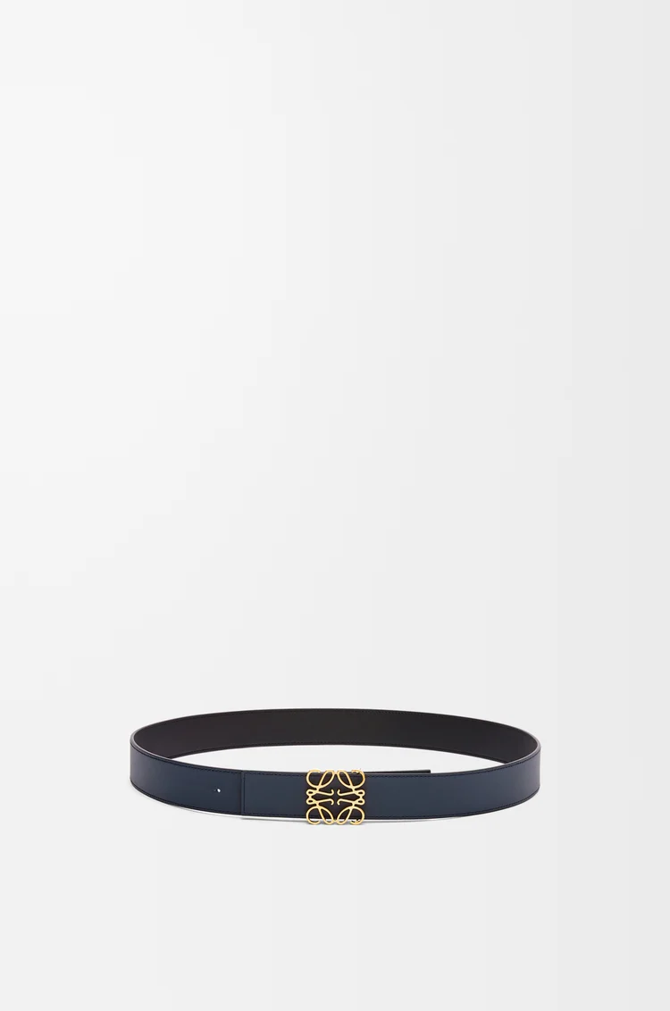 LOEWE Reversible Anagram belt in smooth calfskin Black/Ocean/Gold