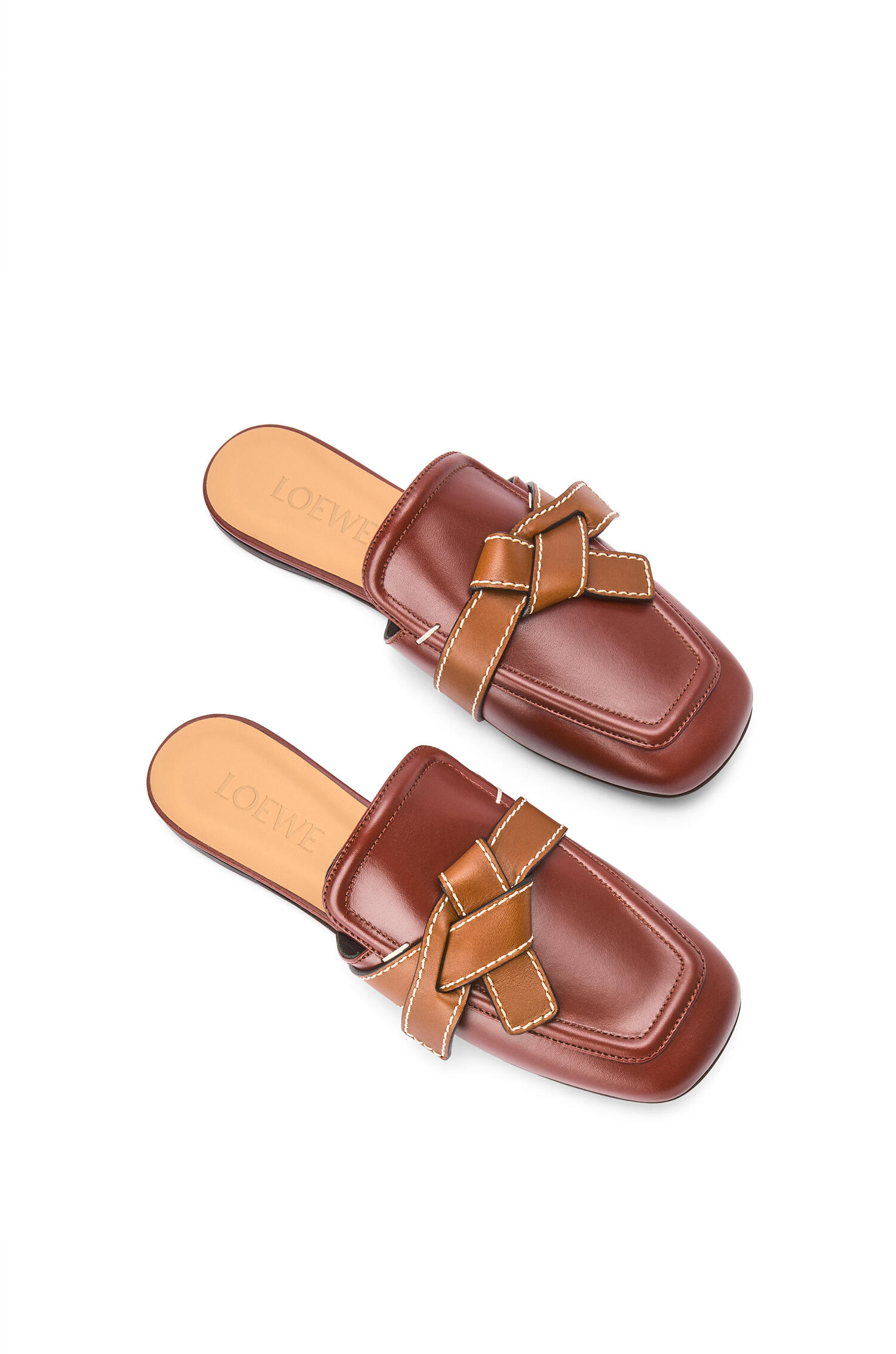 Gate flat mule in calfskin Rust Red/Tan - LOEWE