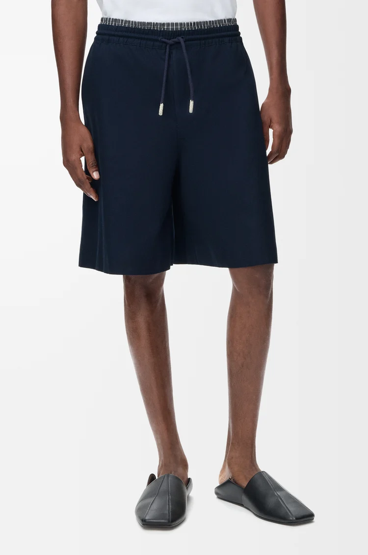 LOEWE Drawstring shorts in cotton Dark Navy