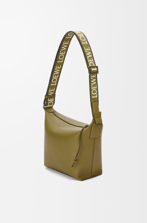 LOEWE Bolso bandolera Cubi pequeño en piel de ternera y jacquard Oliva
