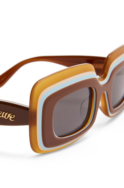 LOEWE Rechteckige Multilayer Sonnenbrille aus Acetat Braun/Mehrfarbig plp_rd