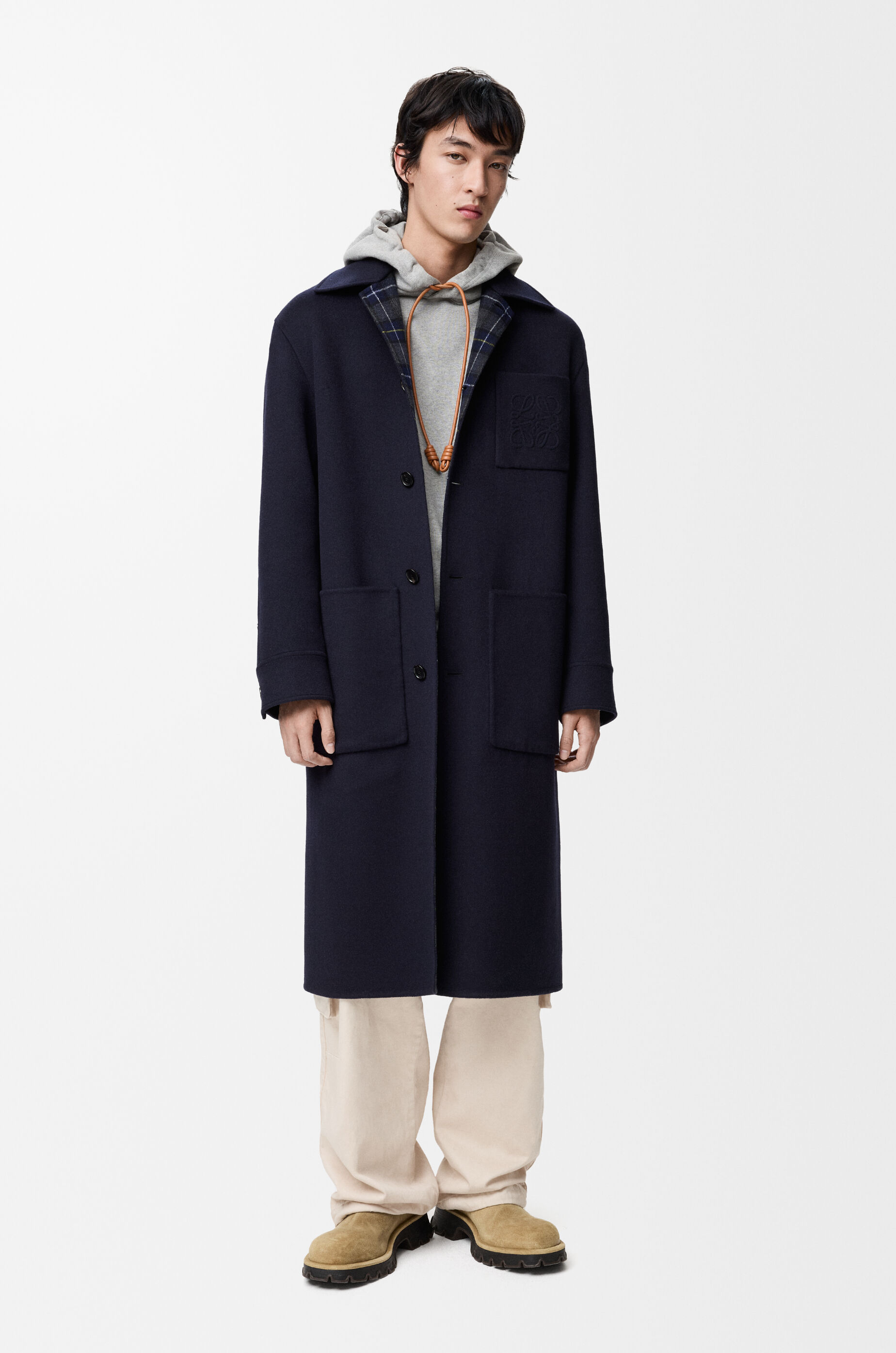Coat in wool and cashmere Blue - LOEWE