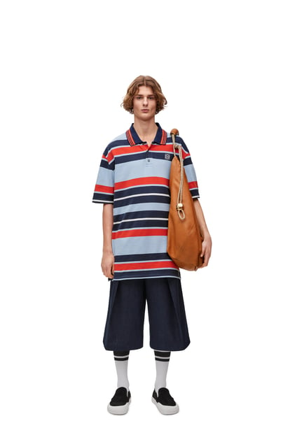 LOEWE Oversized fit Polo in cotton and linen Blue/Navy/Red plp_rd