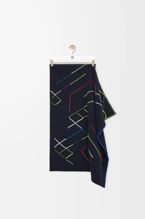 LOEWE 스커트 - 울 다크 네이비 블루