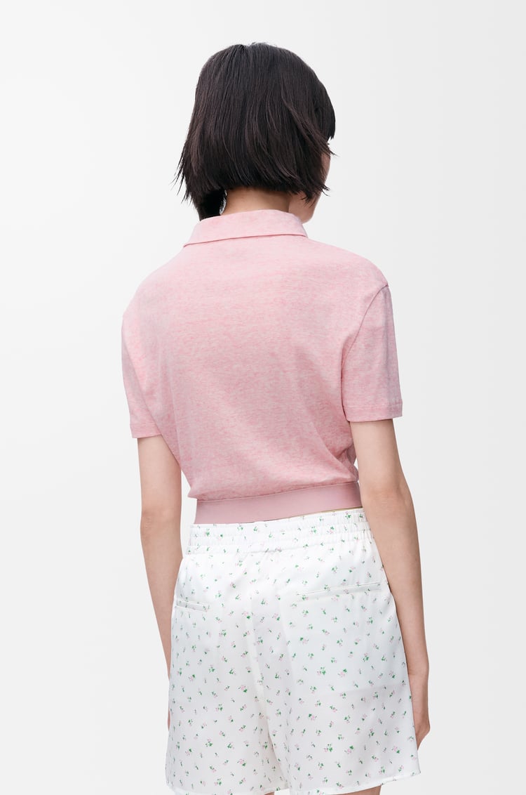 LOEWE Cropped polo in cotton and wool Pink