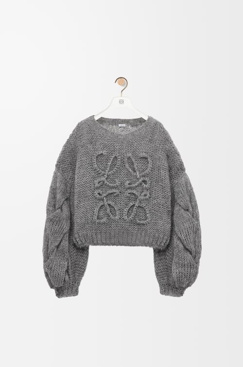 LOEWE Pull Anagram en mohair Gris Chiné