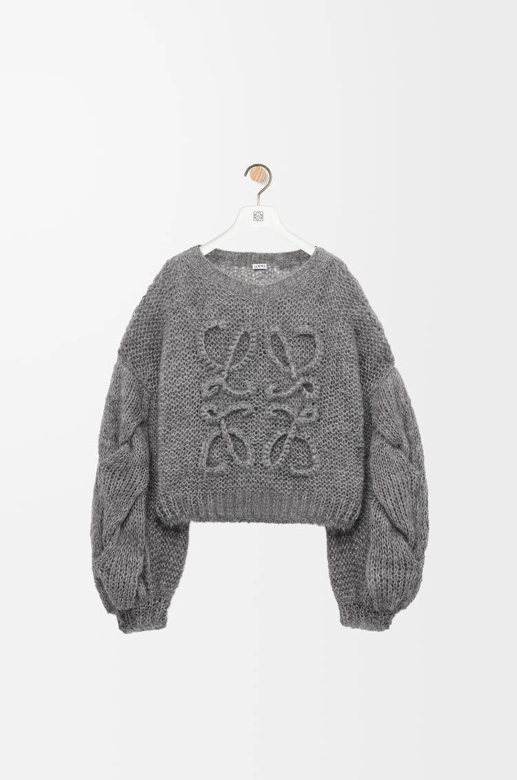 LOEWE Pull Anagram en mohair Gris Chiné