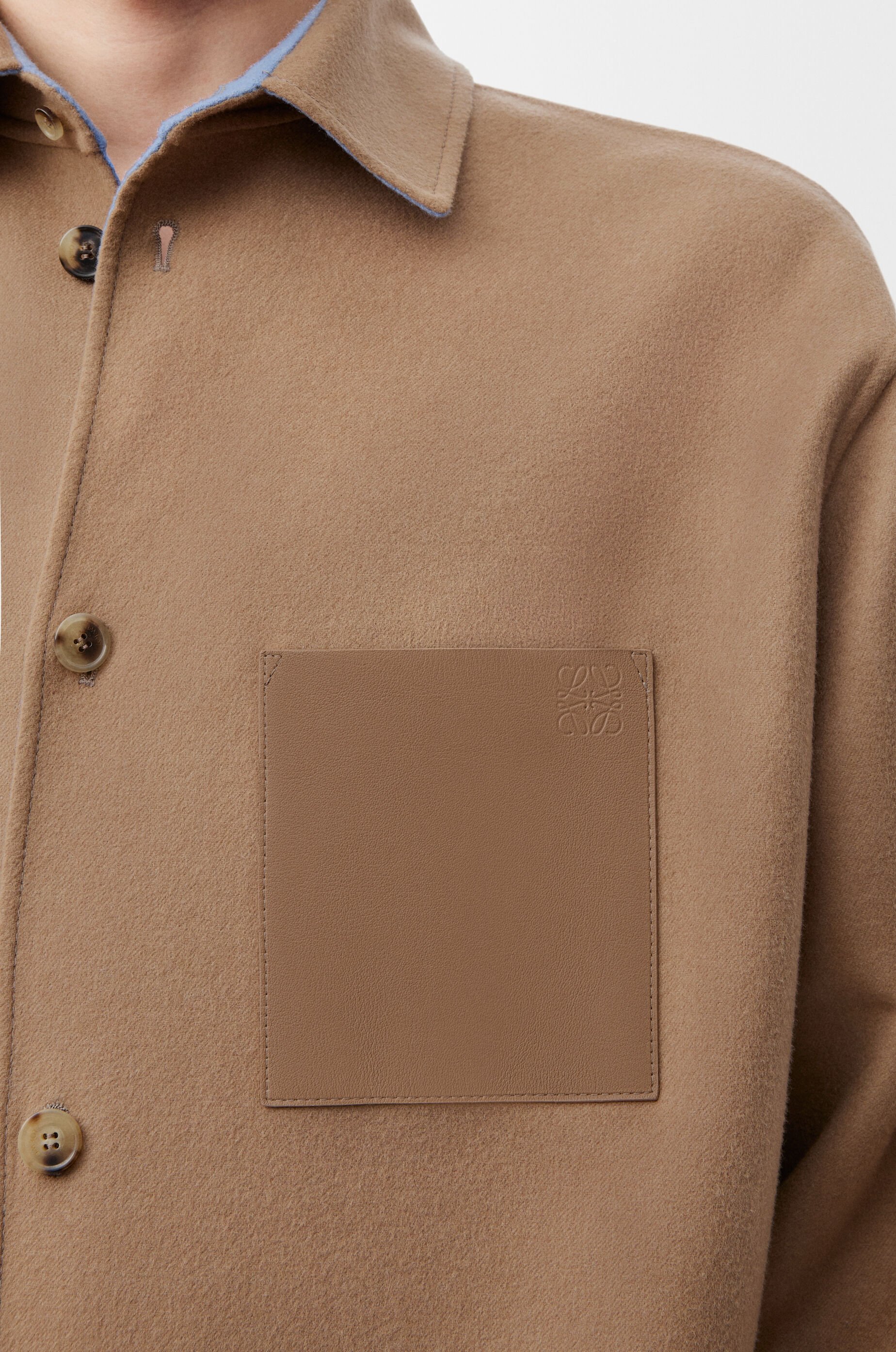 Overshirt in virgin wool and cashmere Beige - LOEWE