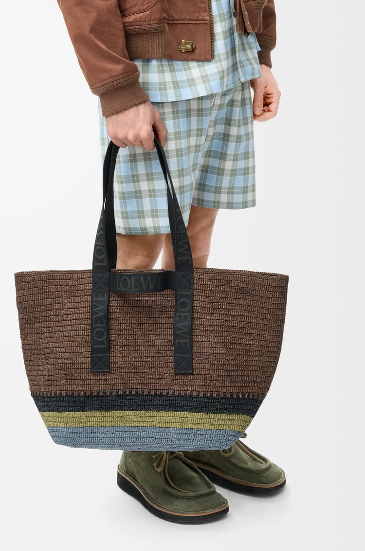 LOEWE Fold Shopper in raffia Brown/Multicolor