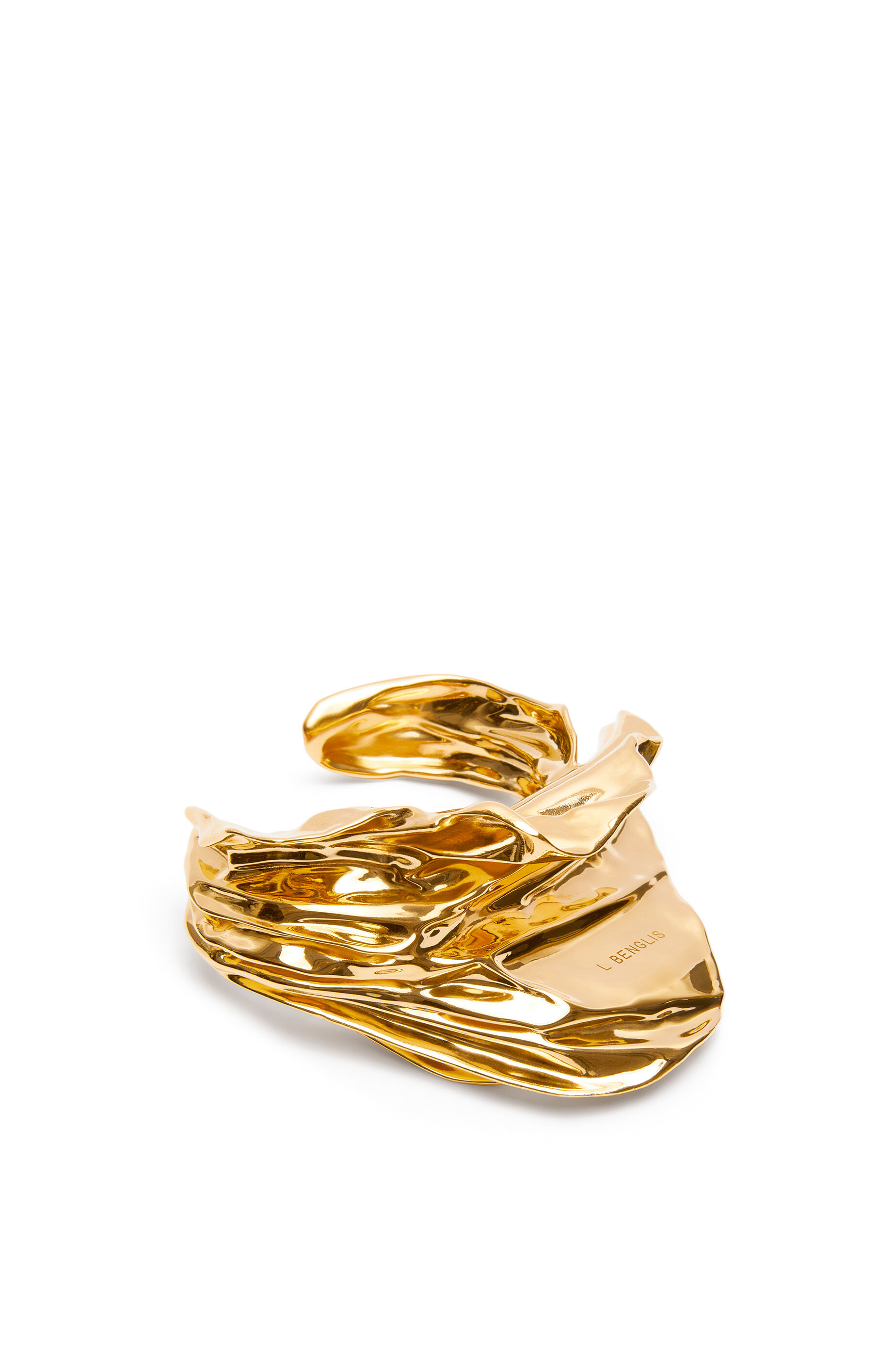 Pleated Fan cuff in sterling silver Gold LOEWE