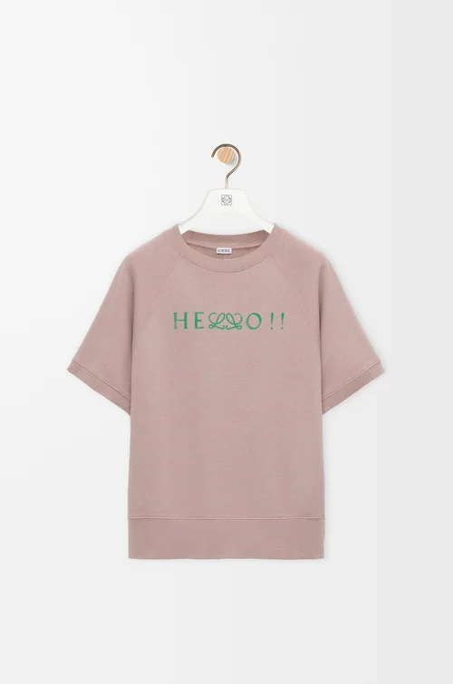 LOEWE Felpa a maniche corte in cotone Rosa Chiaro