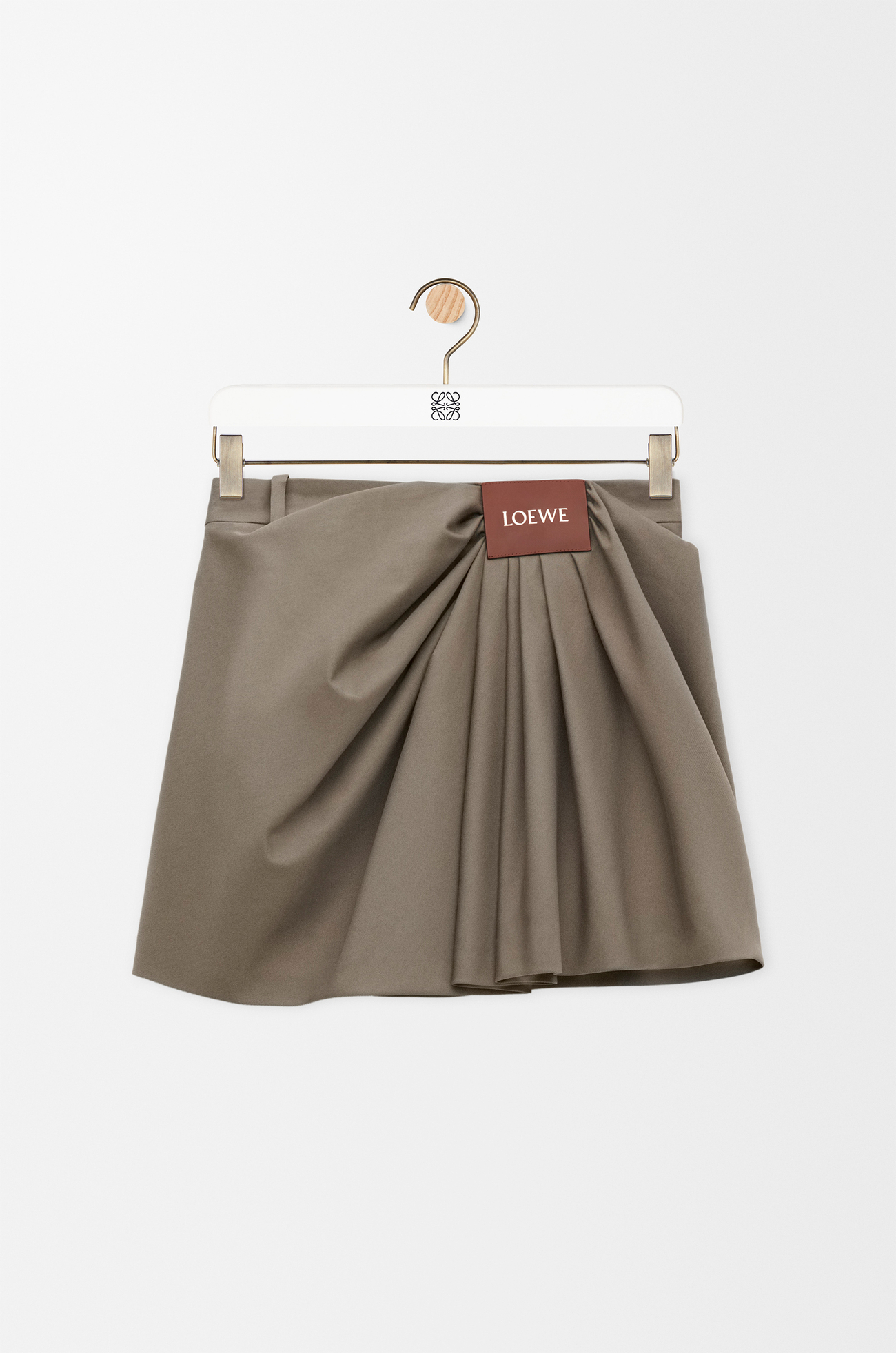 LOEWE Draped skirt in cotton and silk Khaki Brown plp_rd
