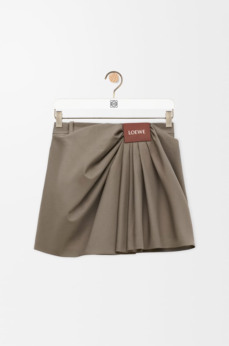 LOEWE Falda drapeada en algodón y seda Marrón Caqui