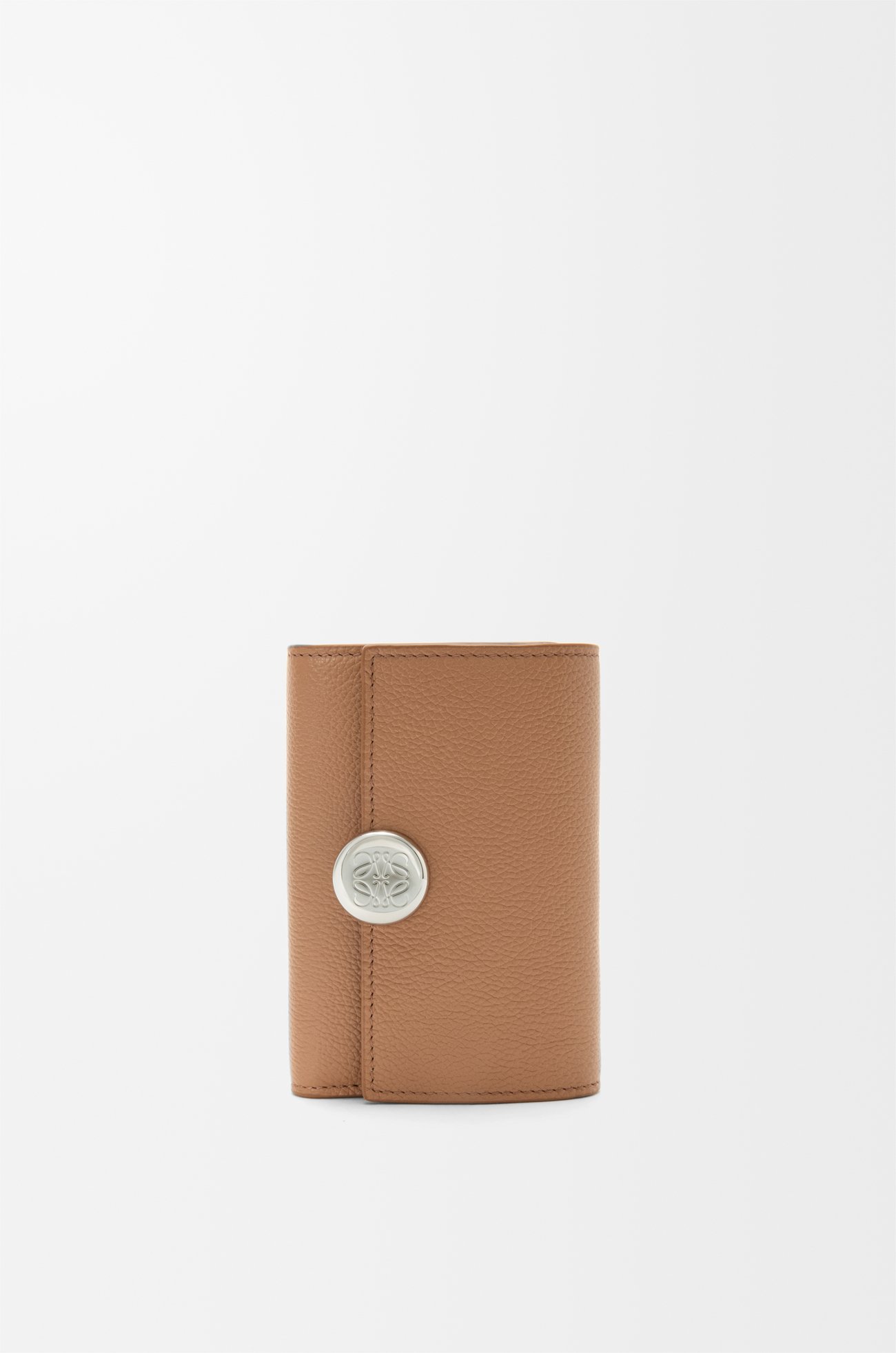 LOEWE Petit portefeuille vertical Pebble en cuir de veau grainé Moka