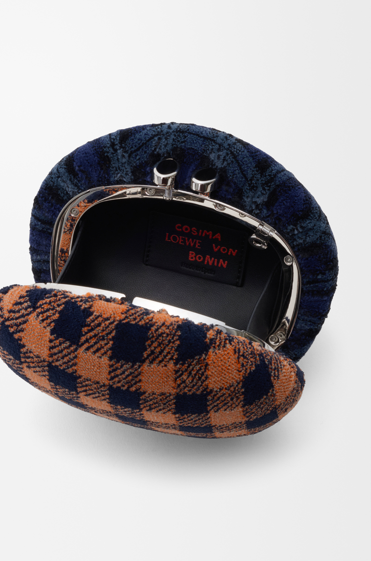 LOEWE シェル ミノディエール（チェックパターンテキスタイル&メタル） ディープネイビー/マルチカラー
