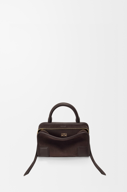 LOEWE Mini Amazona 180 bag in suede Dark Chestnut