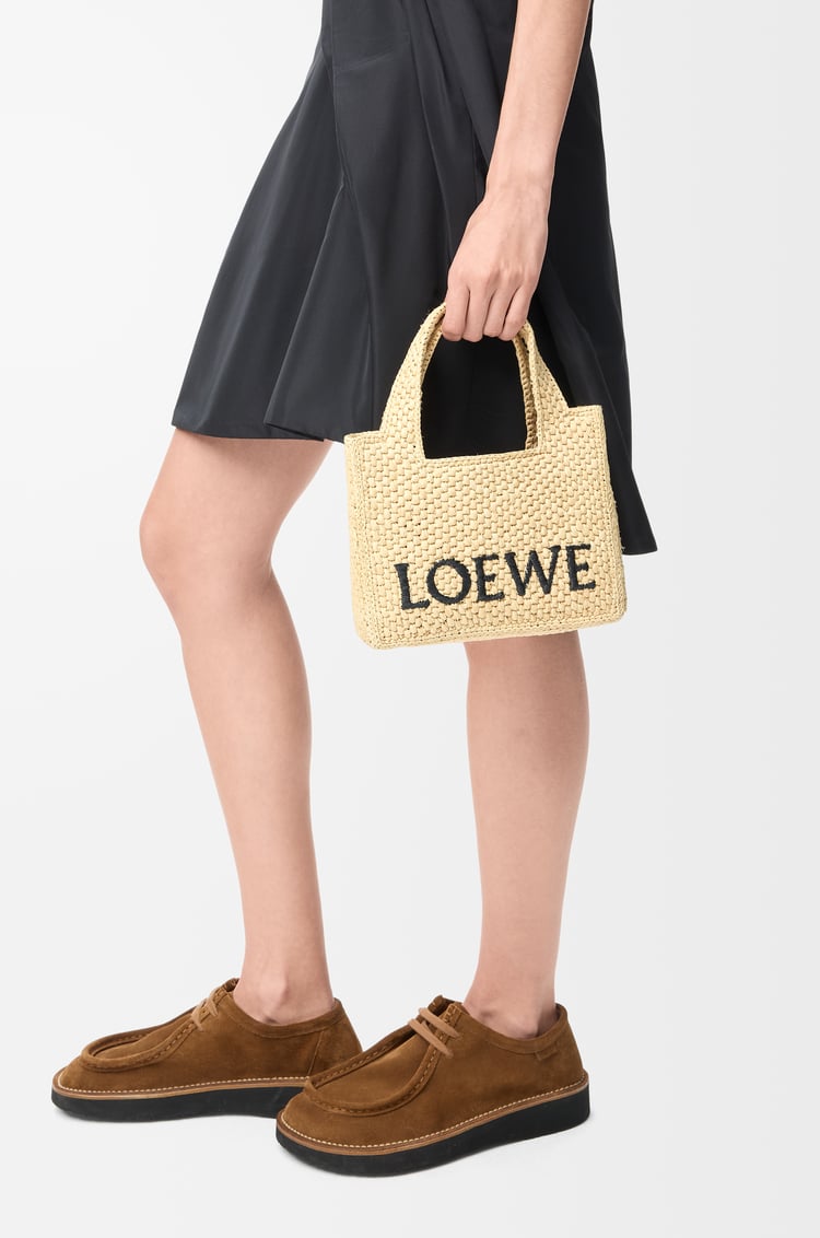 LOEWE Mini LOEWE Font Tote en raphia Naturel