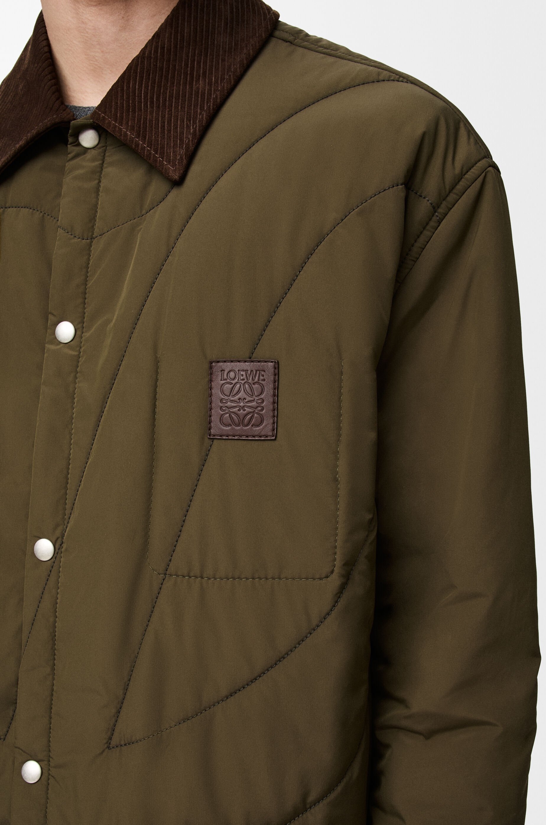 Padded overshirt in technical shell Green - LOEWE