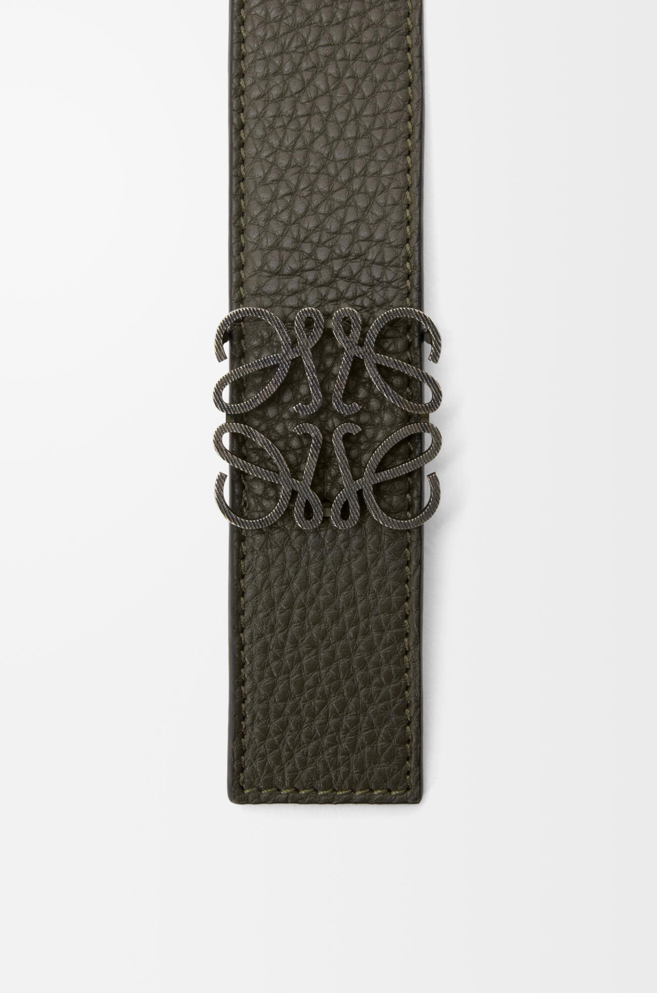 LOEWE Reversible Anagram belt in supple grained calfskin Dark Khaki/Black/Dark Pal