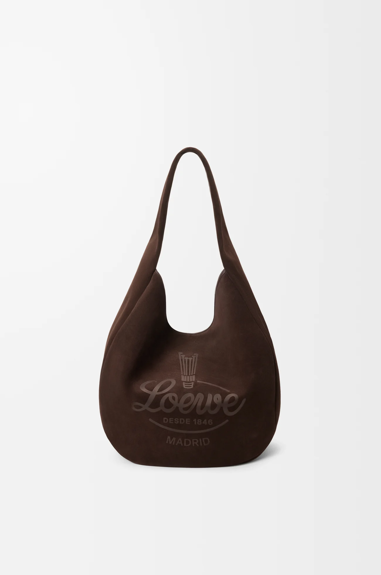 LOEWE 绒面牛皮革 Roomy Hobo 手袋 深棕色