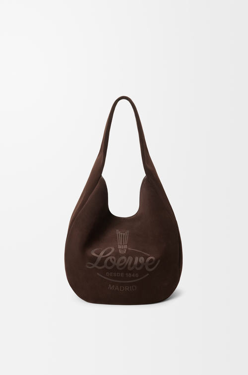LOEWE Bolso Roomy hobo en ante de piel de ternera Marrón Oscuro