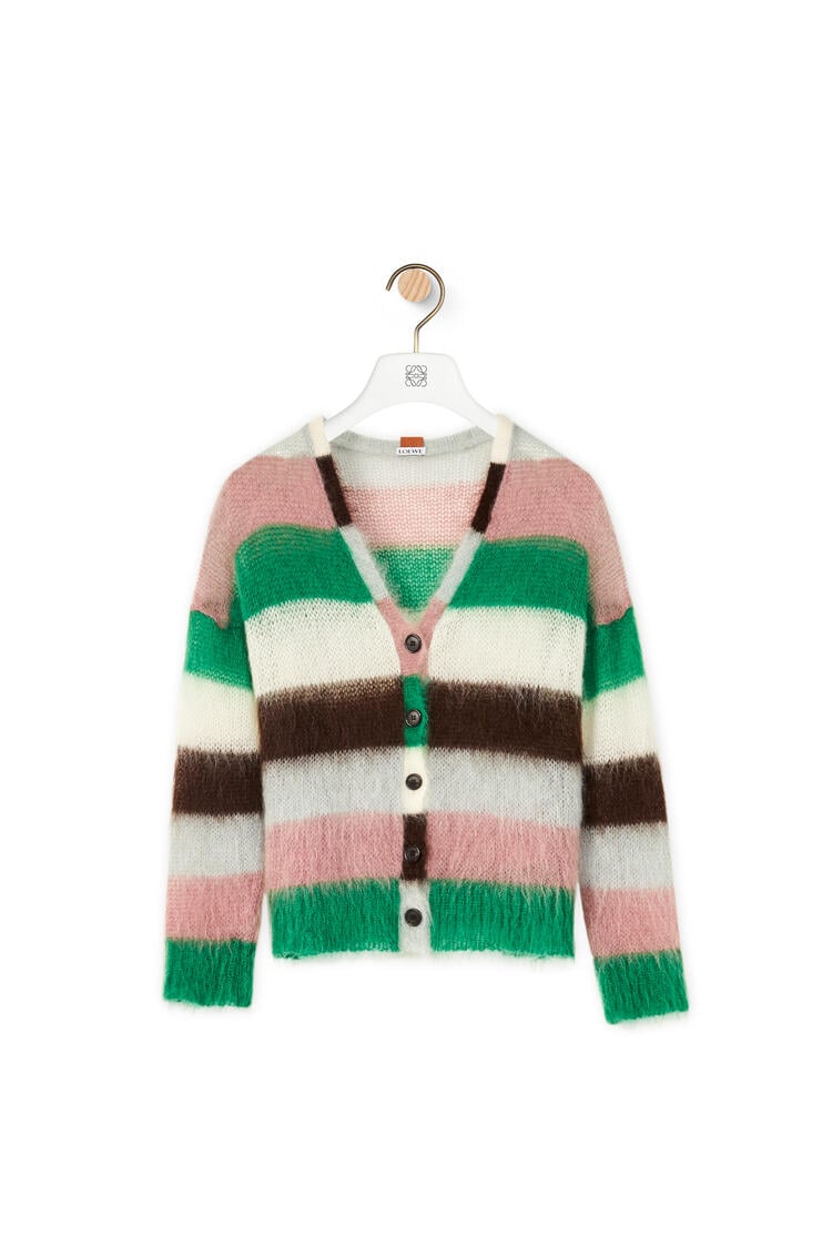 LOEWE Stripe cardigan in mohair Green/Pink pdp_rd