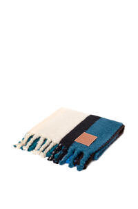LOEWE 馬海毛與羊毛混紡條紋毛毯 Dark Blue/Multicolor pdp_rd