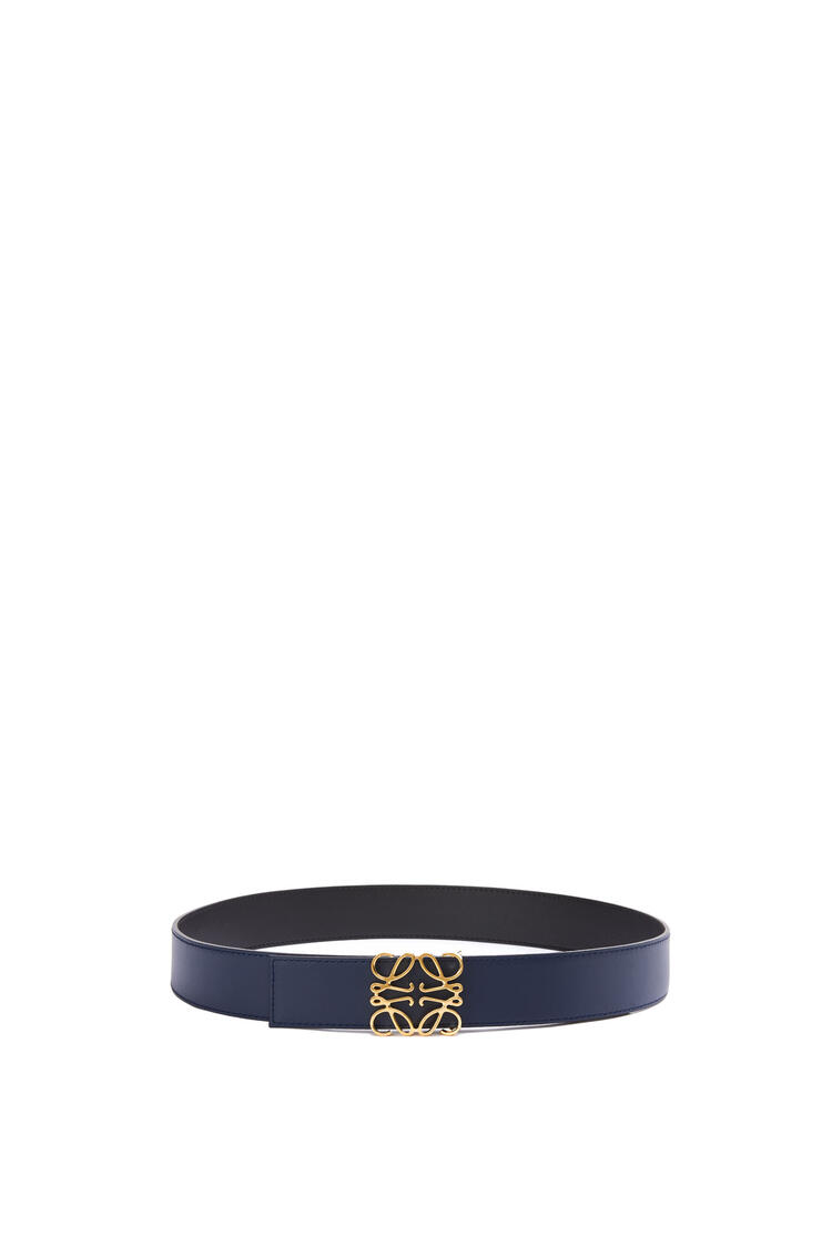 LOEWE Anagram belt in smooth calfskin and brass Black/Ocean/Gold