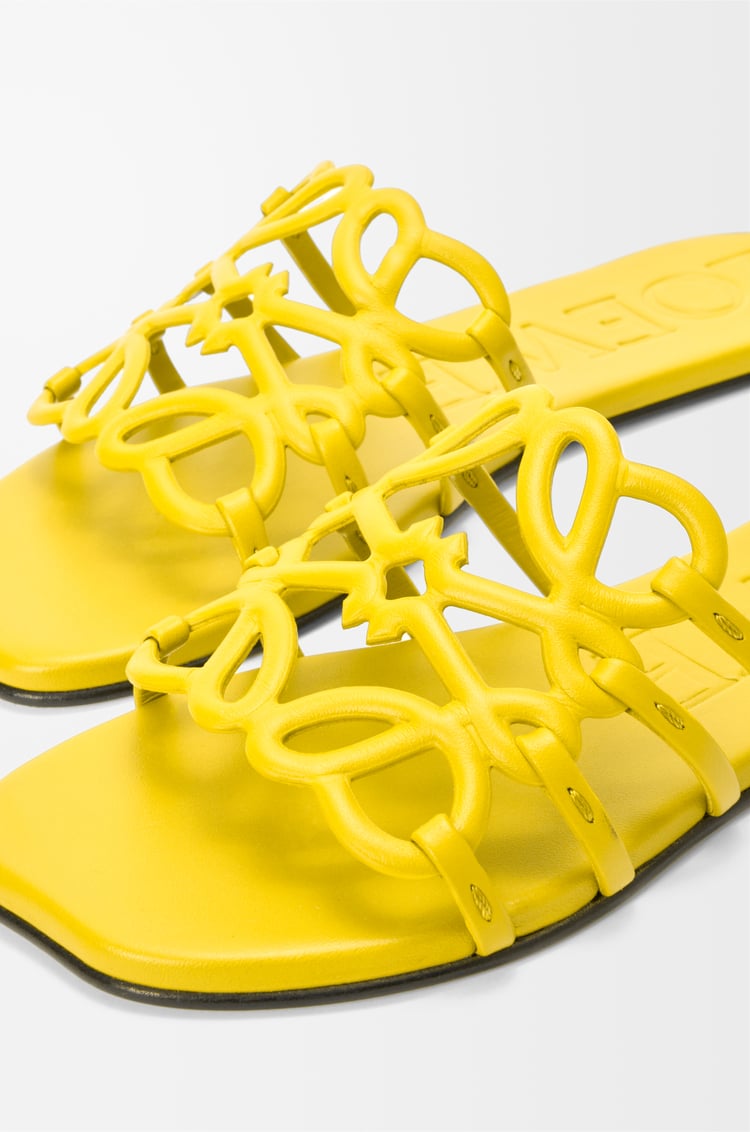 LOEWE Petal Anagram slide in soft calfskin Yellow