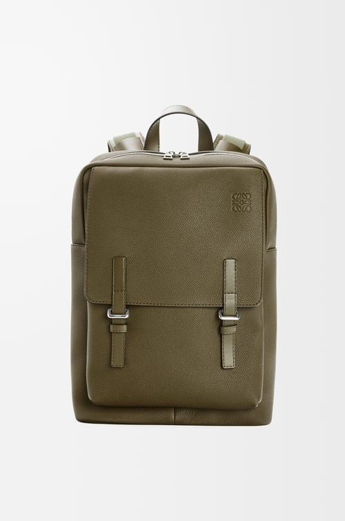 LOEWE Military backpack in soft grained calfskin Dark Khaki plp_rd