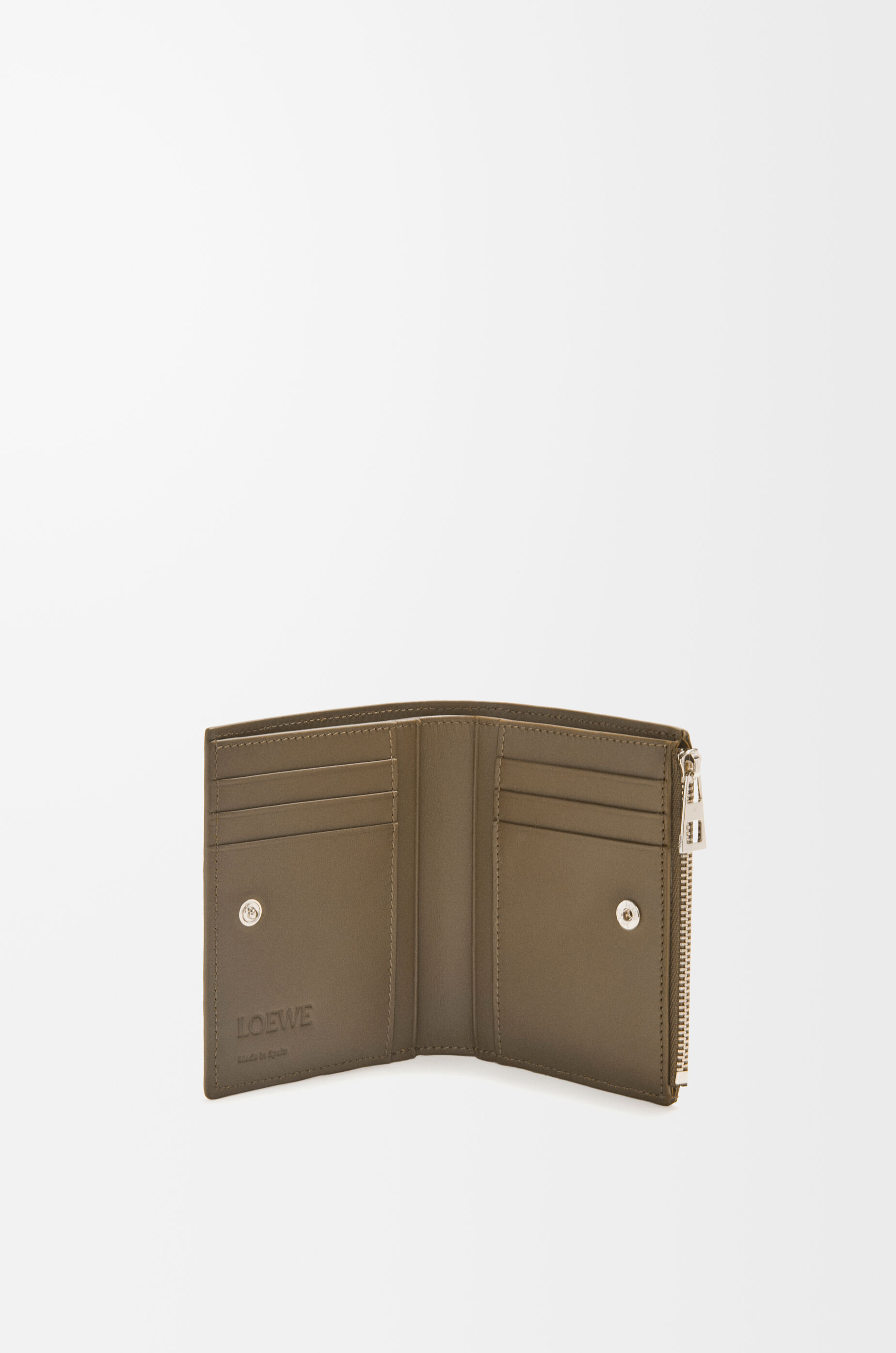 スリム コンパクトウォレット（シャイニーカーフ） ダークカーキグリーン/カーキグリーン - LOEWE