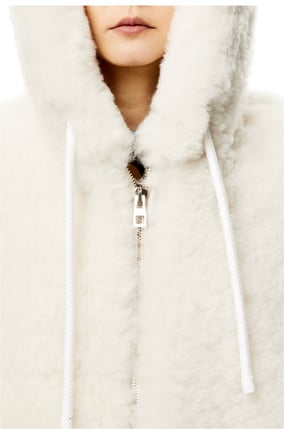 LOEWE Chaqueta en lana de oveja con capucha Blanco