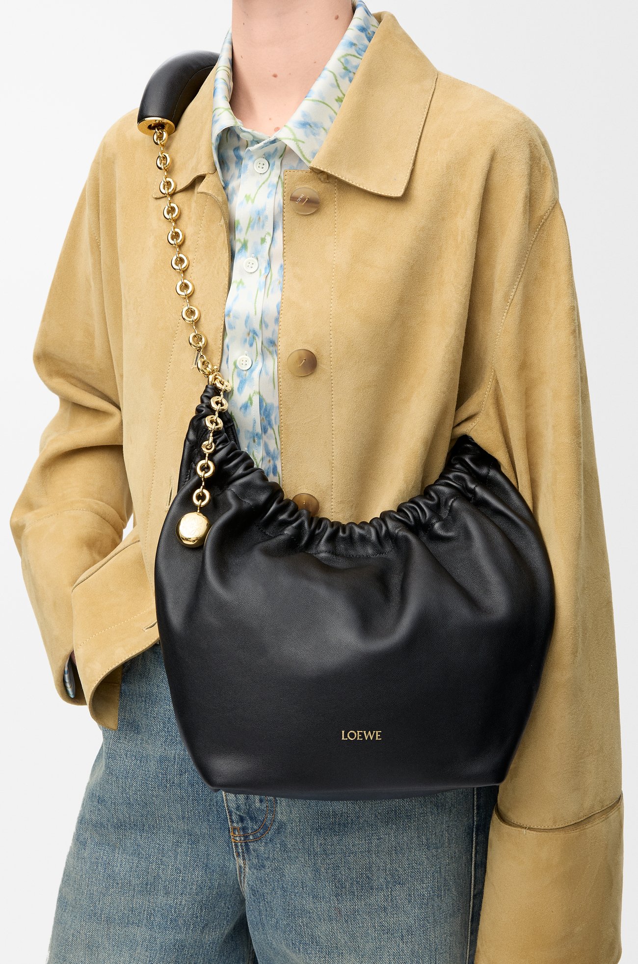 LOEWE Petit sac Squeeze en cuir d'agneau nappa doux Noir