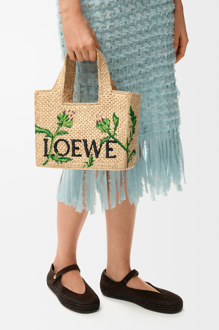 LOEWE 小型酒椰纖維 LOEWE Font 托特包 自然色/綠色