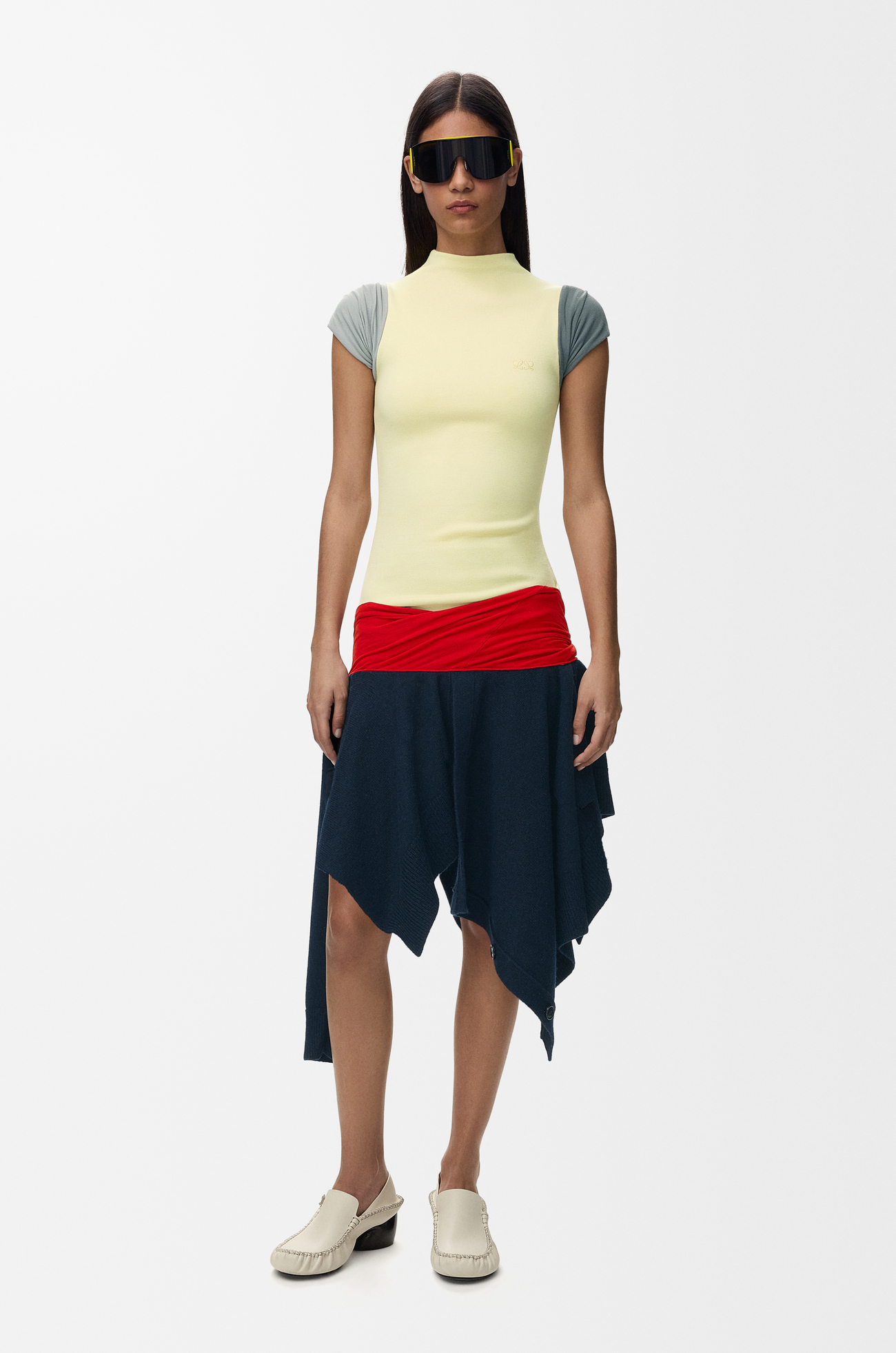 LOEWE Vestido en mezcla de viscosa y lana Yellow/Multicolor