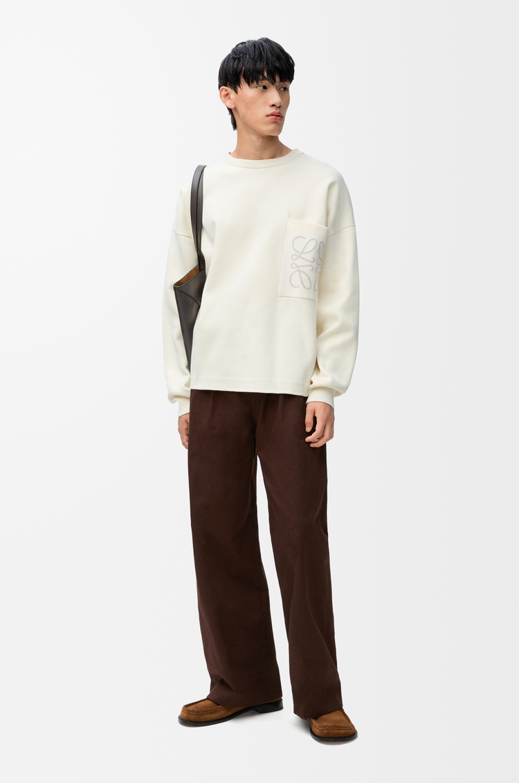 LOEWE 棉質混紡套頭衫 白色/淺灰色