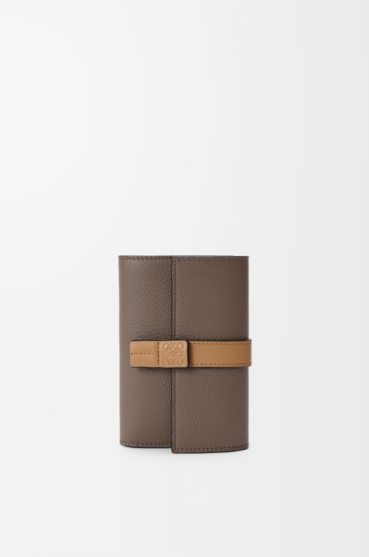 LOEWE Small vertical wallet in soft grained calfskin Taupe/Gold
