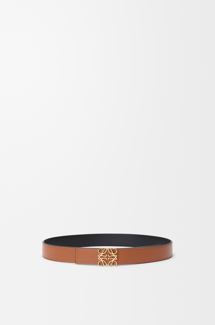 LOEWE リバーシブル アナグラム ベルト（スムースカーフ） タン/ブラック/ゴールド