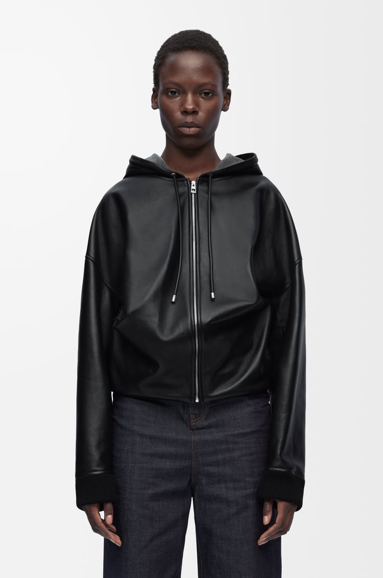 LOEWE Sudadera drapeada con capucha en napa Negro