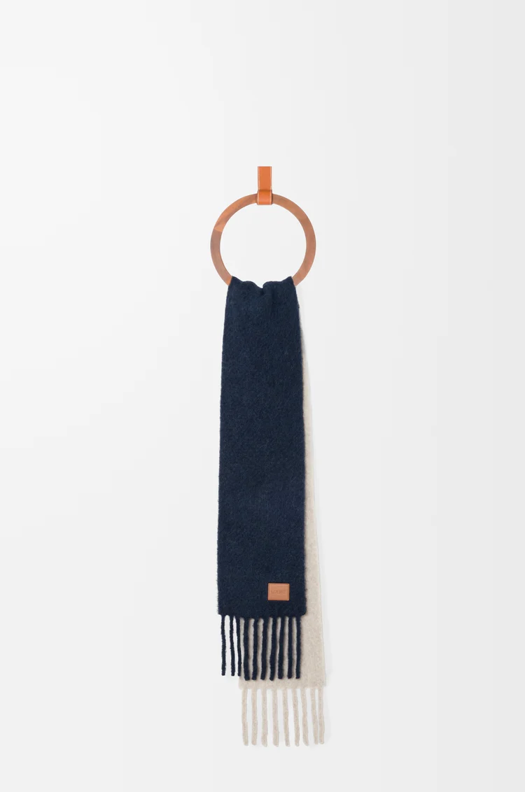 LOEWE スカーフ（アルパカ&ウールブレンド） Navy Blue/Sandstone
