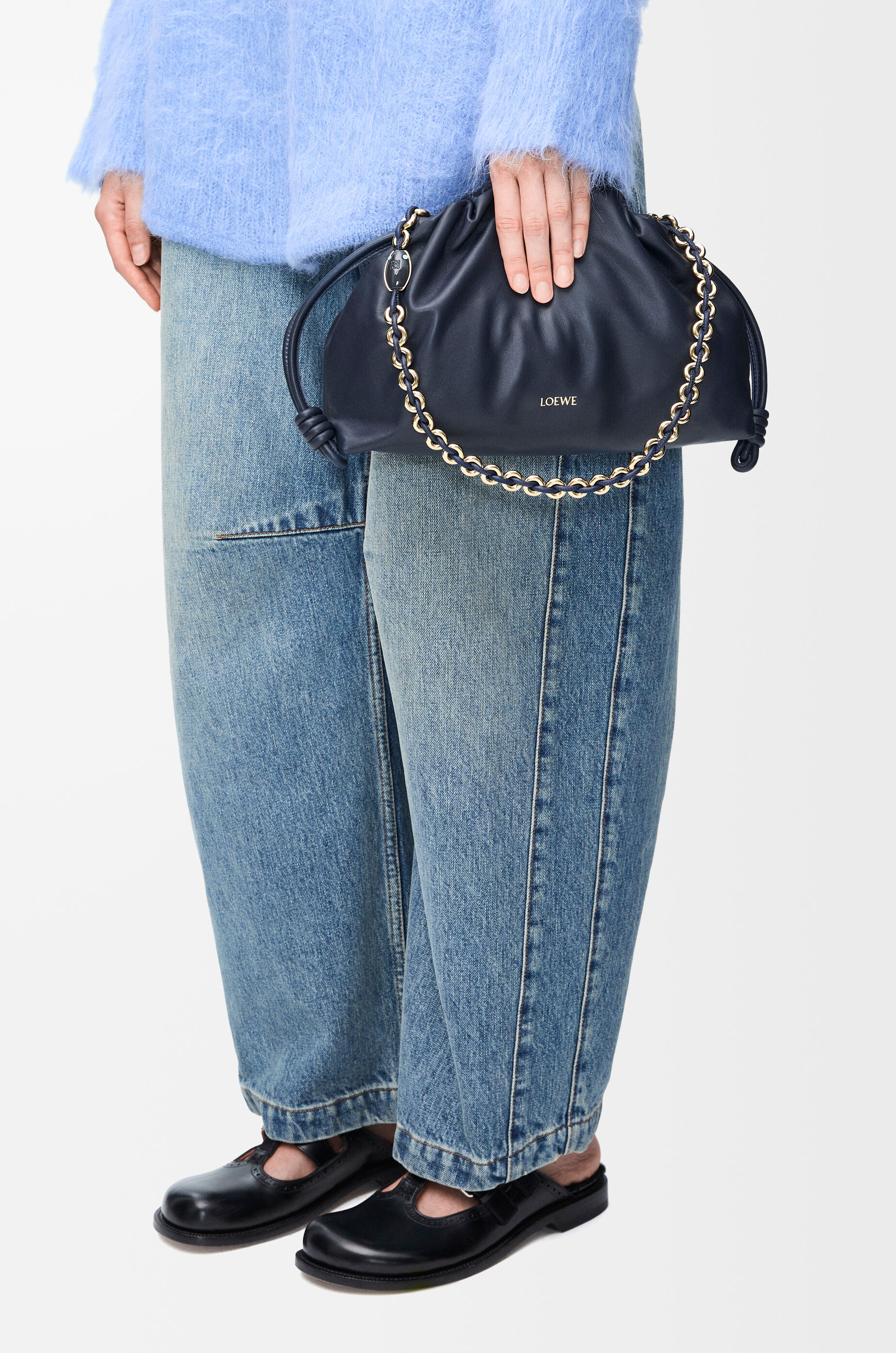 Medium Flamenco purse in mellow nappa lambskin Blue - LOEWE