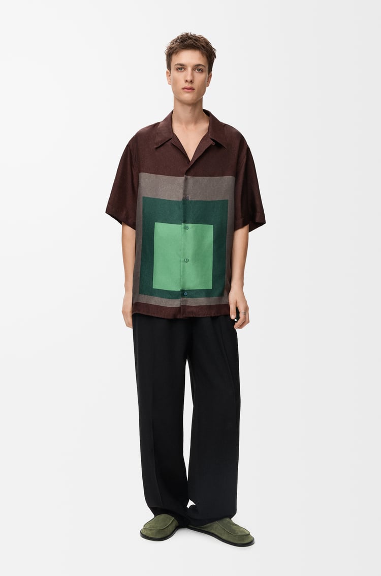 LOEWE Short sleeve shirt in silk Brown/Green/Muticolor